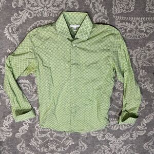 Banana Republic Men's L Green Geometric Long Sleeve Button-Up Shirt